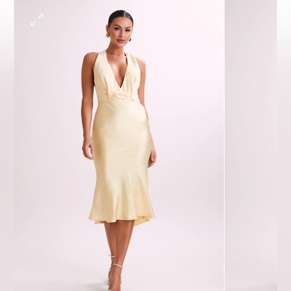 Meshki Dresses & Skirts - Midi Satin Butter Yellow Dress - Meshki